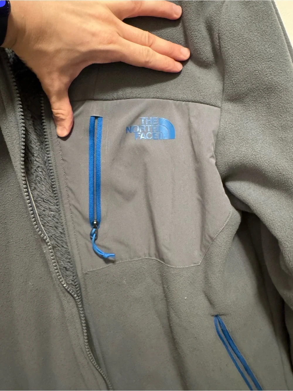 The North Face Men’s Medium Gray Fleece Full Zip Jacket Outdoor Hiking Pullover